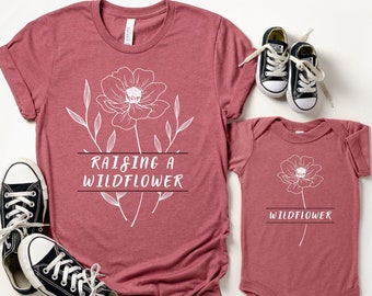 Raising A Wildflower and Wildflower Shirts, Mama Mini Matching Set, Mommy & Me Outfits, Mama Mini Shirt, Baby Shower Gift, New Mom Gift Idea