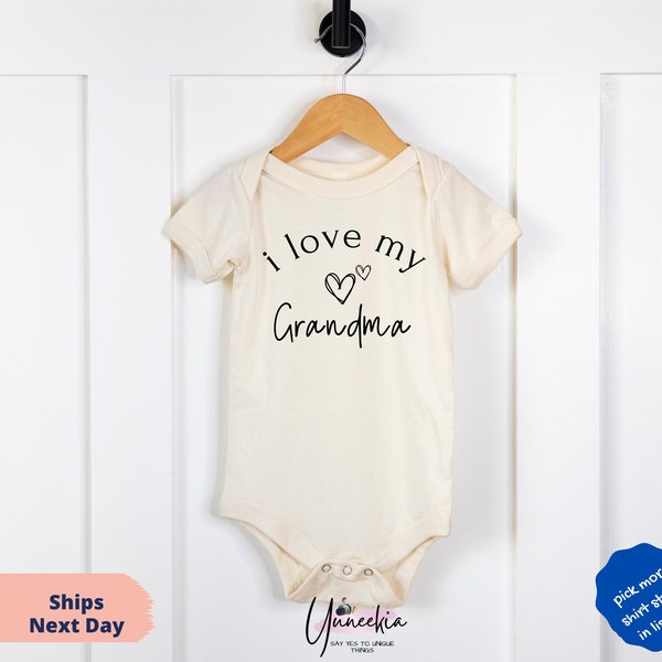 I love My Grandma Matching Set for Baby Shower, Grandma Gift set for grandma and new grandchildren, Mother's Day Shirt, New Grandma Gift