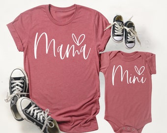 Mama Mini Matching Set First Mothers Day Gift Gift, Mother Daughter Shirts, Matching Mommy and Me Shirt, New Mom Gift Idea, Baby Mama Shirt
