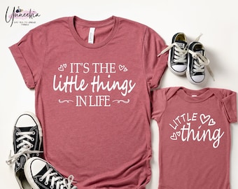 Funny New Mom Gift,Little Thing Bodysuit,It is The Little Thing In Life,Mama Mini Matching Set,Mama Shirt,Baby Bodysuit,0-24 Months Gift