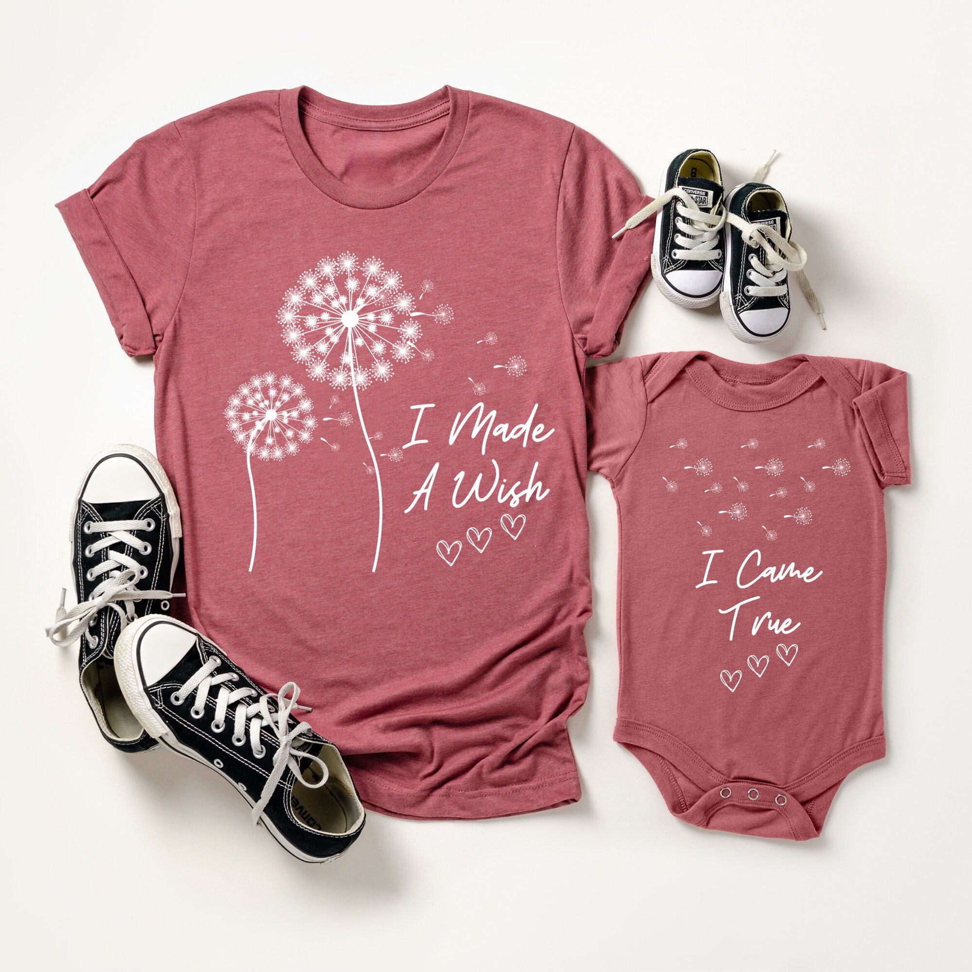 Mommy and Me Matching Shirt Set I Made A Wish I Came True Mama Mini Tees  Newborn Hospital Baby Shower Mother's Day Gift 