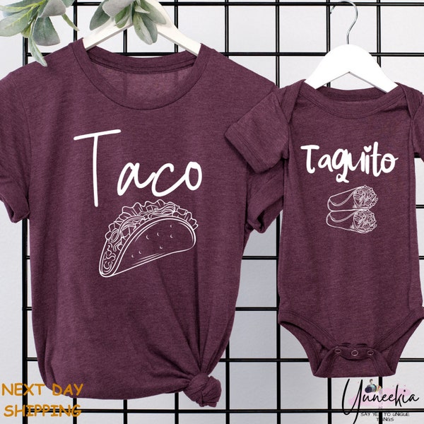 Taco Taquito Burrito Matching Shirt, Father T-Shirt, Baby Bodysuit, Trendy Dad Girl-Boy Outfits, Mama Mini Tees