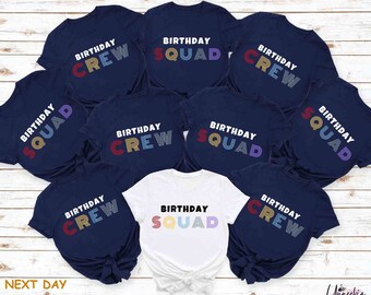 Retro Birthday Crew Shirts - Men Women Kids - Multiple Sizes  Colors - Fun Design - Birthday Squad or Group Shirt - Celebrate in Style