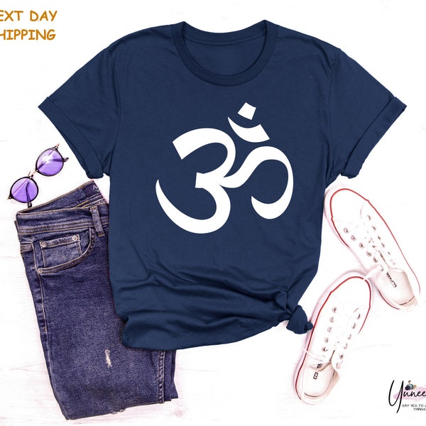 Yoga Tshirt, Meditation Group Shirt, Ohm Devanagari Symbol Tee, Hinduism Spiritual Clothing