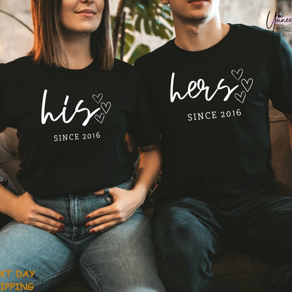 Personalized His & Hers Couple Matching Shirt, Husband Wife Valentines Day Gift, Anniversary T-Shirt