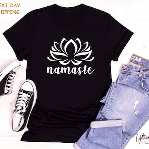 Namaste T-shirt, Yoga Shirt, Lotus Flower Tee Meditation Outfit, Gift for Yogi