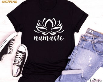 Namaste T-shirt, Yoga Shirt, Lotus Flower Tee Meditatie Outfit, Cadeau voor Yogi