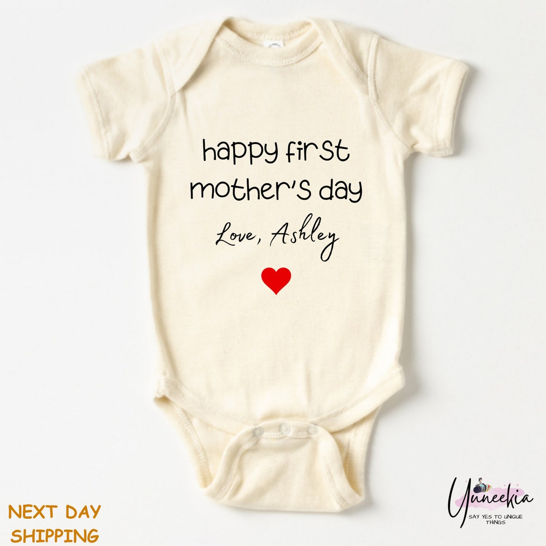 Personalized First Mothers Day Natural Bodysuit Mothers Day Custom ...