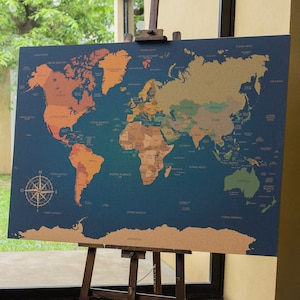 Mapa Mundi Grande de Corcho en Técnica "Relieve"