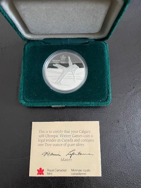1988 Calgary Olympic Canadian Silver 20 Dollar Coin in Original