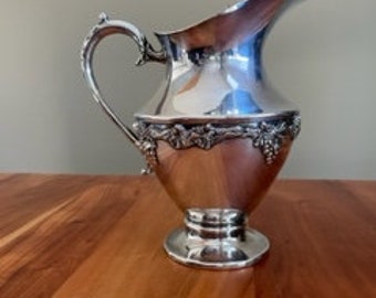Majestic Old English Reproduction Silver-Plated Water Pitcher with Ice Guard