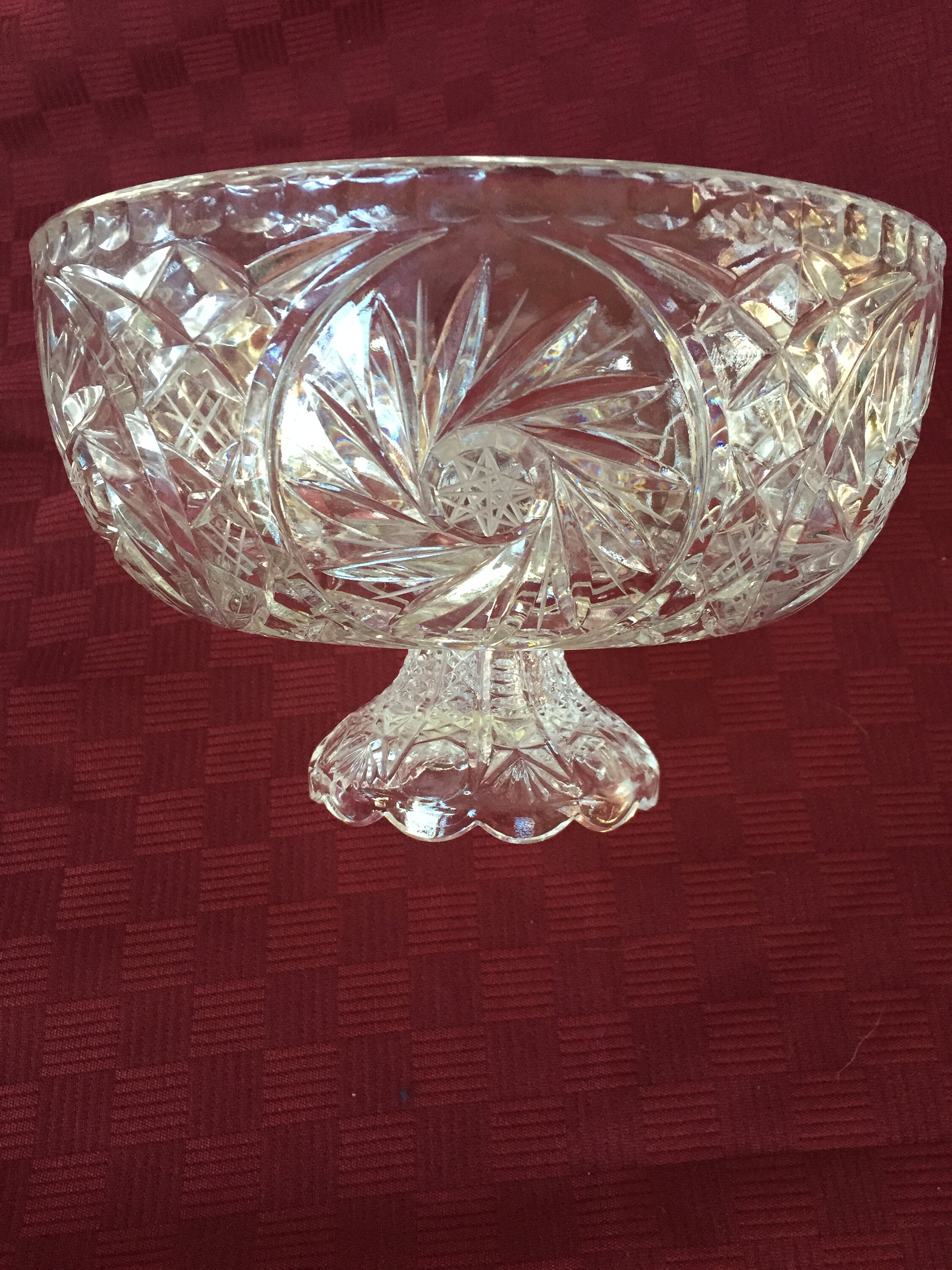 Cutcrystal Pedestal Bowl in Pinwheel Design Etsy Canada