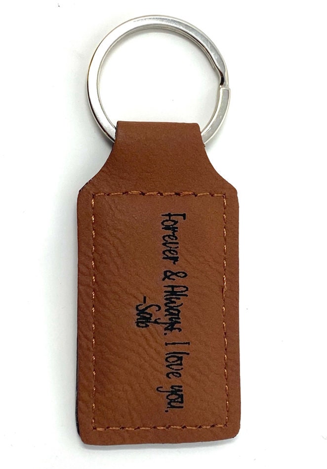 Custom Laser Engraved Leather Keychain Etsy