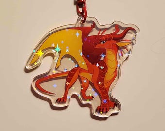 Alas de Fuego Peligro - Charm acrílico holográfico de 2"