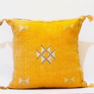 Yellow Moroccan Cactus Silk Pillow ALL SIZES