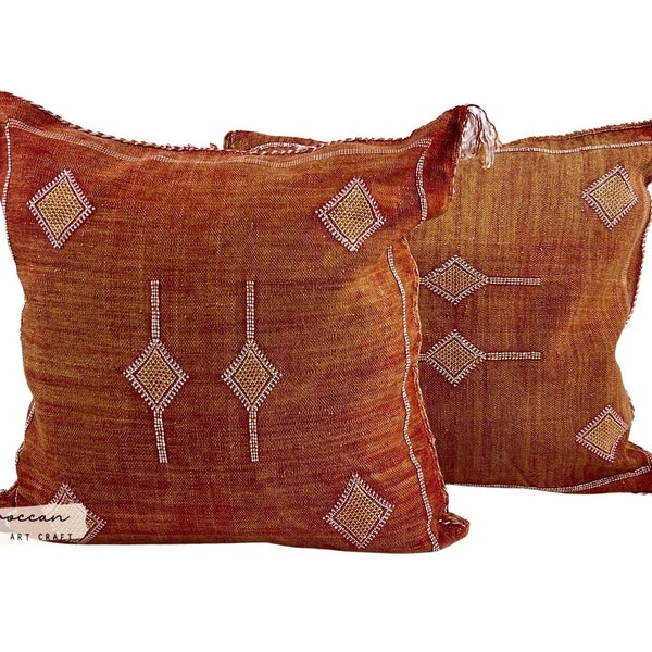 Orange Moroccan Cactus Silk Pillow ALL SIZES