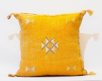 Yellow Moroccan Cactus Silk Pillow ALL SIZES