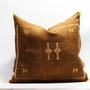 Brown Moroccan Cactus Silk Pillow ALL SIZES