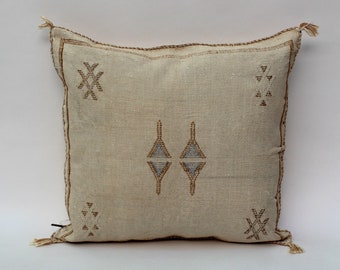 beige Moroccan Cactus Silk Pillow ALL SIZES