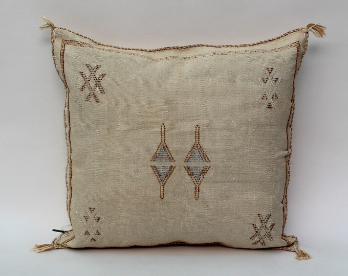 Beige Moroccan Cactus Silk Pillow ALL SIZES