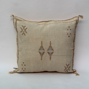 Beige Moroccan Cactus Silk Pillow ALL SIZES
