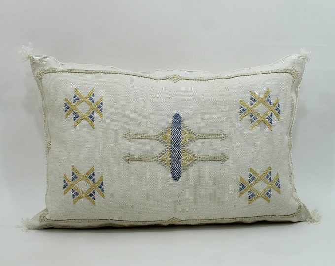 Gold silk pillow, All Sizes Moroccan Sabra cushion, handmade cactus silk pillow, Berber cushion, Pillow Throw, Moroccan Lumbar Sabra Cushion