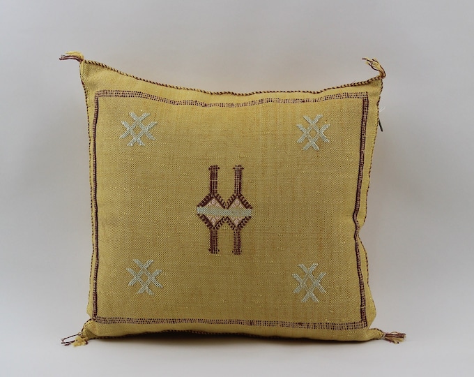 Yellow Pillows silk All sizes , Sabra Cactus Pillow Silk,  Lumbar Cushion Handmade Silk Decorative Pillow, Moroccan Sabra Decorative Cushion
