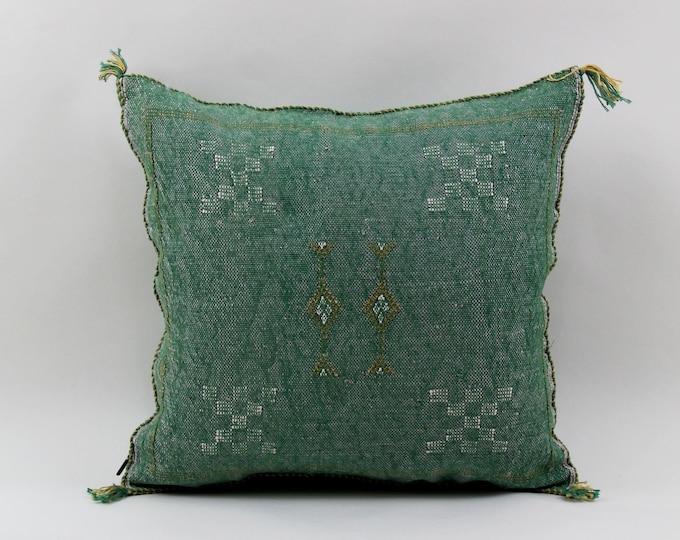 Green Moroccan Cactus Silk Pillow ALL SIZES