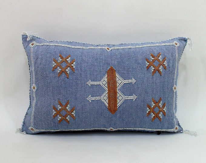 Vintage silk pillow, Moroccan Sabra cushion, handmade cactus silk pillow, Berber Sabra cushion, Pillow Throw, Moroccan Lumbar Sabra Cushion
