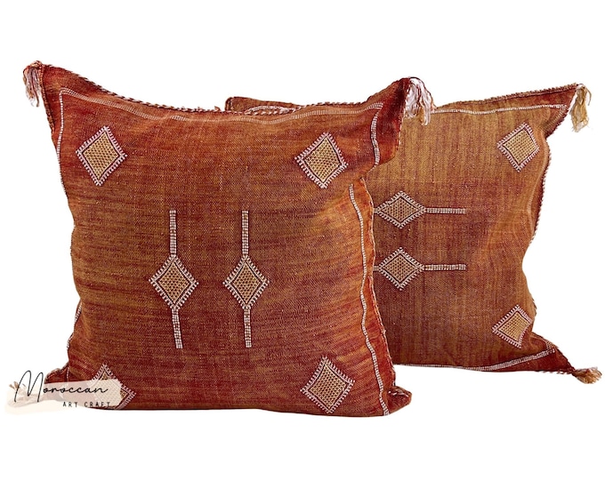 Orange Moroccan Cactus Silk Pillow ALL SIZES