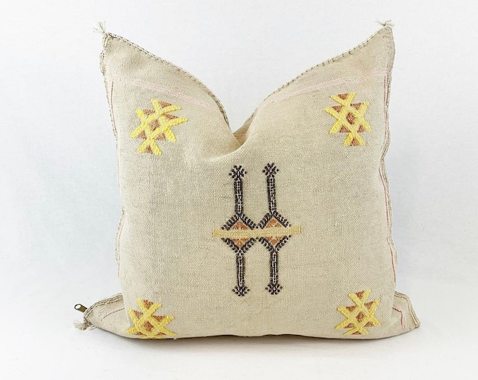 Beige Pillows silk All Sizes - Moroccan Cactus Silk pillow - pillow Cactus Silk - Throw pillow case, Lumbar Cushion -Decorative pillow cover