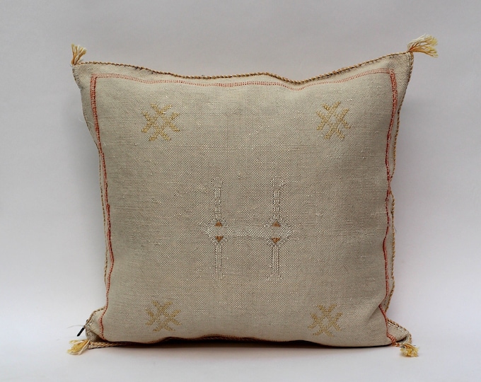 Tan Pillows silk All sizes ,Pillow Cactus Silk,  Lumbar Cushion Handmade Silk Decorative Pillow, Moroccan Sabra Decorative Cushion