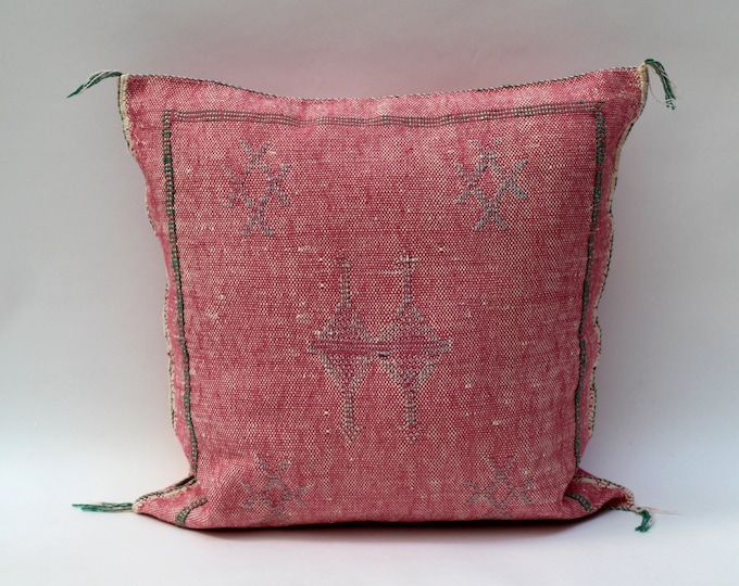Pink Pillows silk All sizes ,Pillow Cactus Silk, Pink Lumbar Cushion Handmade Silk Decorative Pillow, Moroccan Sabra Decorative Cushion