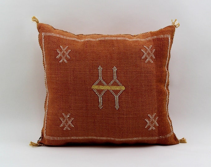 Orange Pillows silk All sizes ,Pillow Cactus Silk, Orange Lumbar Cushion Handmade Silk Decorative Pillow, Moroccan Sabra Decorative Cushion