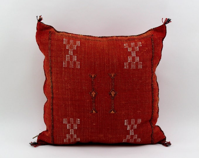 Red Pillows silk All sizes, Pillow Cactus Silk,  Lumbar Cushion Handmade Silk Decorative Pillow, Moroccan Sabra Decorative Cushion