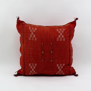 Red Pillows silk All sizes, Pillow Cactus Silk,  Lumbar Cushion Handmade Silk Decorative Pillow, Moroccan Sabra Decorative Cushion