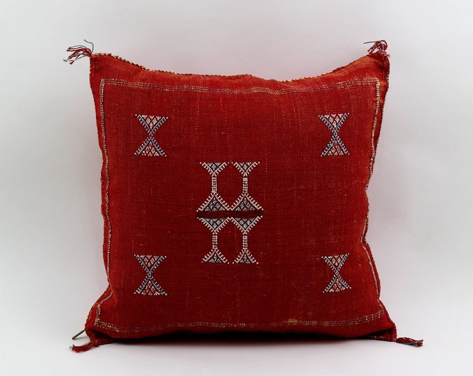 Red Pillows silk All sizes ,Pillow Cactus Silk, Pink Lumbar Cushion Handmade Silk Decorative Pillow, Moroccan Sabra Decorative Cushion
