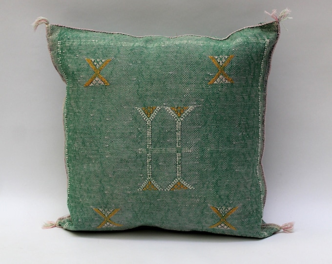 Green Pillows silk All sizes ,Pillow Cactus Silk, Green Lumbar Cushion Handmade Silk Decorative Pillow, Moroccan Sabra Decorative Cushion