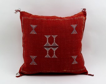 Red Pillows silk All sizes ,Pillow Cactus Silk, Pink Lumbar Cushion Handmade Silk Decorative Pillow, Moroccan Sabra Decorative Cushion