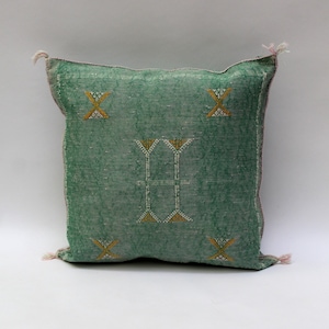 Green Pillows silk All sizes ,Pillow Cactus Silk, Green Lumbar Cushion Handmade Silk Decorative Pillow, Moroccan Sabra Decorative Cushion