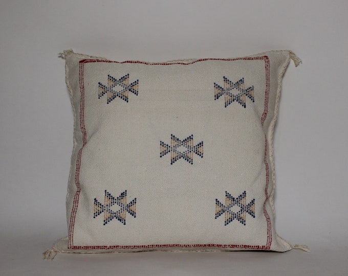 Handmade Cactus Silk Pillow – Beige Moroccan Sabra Cushion