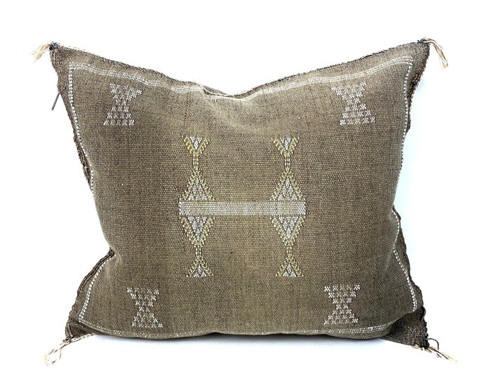 Moroccan Pillow silk All sizes ,Pillow Cactus Silk, Brown Lumbar Cushion Handmade Silk Decorative Pillow, Moroccan Sabra Decorative Cushion
