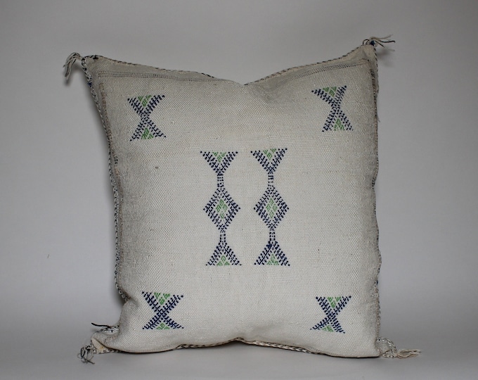 Handmade Moroccan Cactus Silk Pillow, Decorative Lumbar Cushion