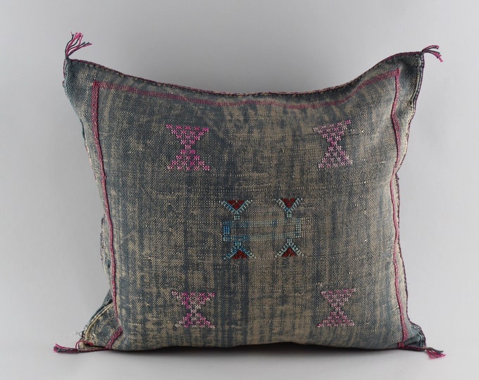 Purple Pillows silk All sizes ,Pillow Cactus Silk, Brown Lumbar Cushion Handmade Silk Decorative Pillow, Moroccan Sabra Decorative Cushion