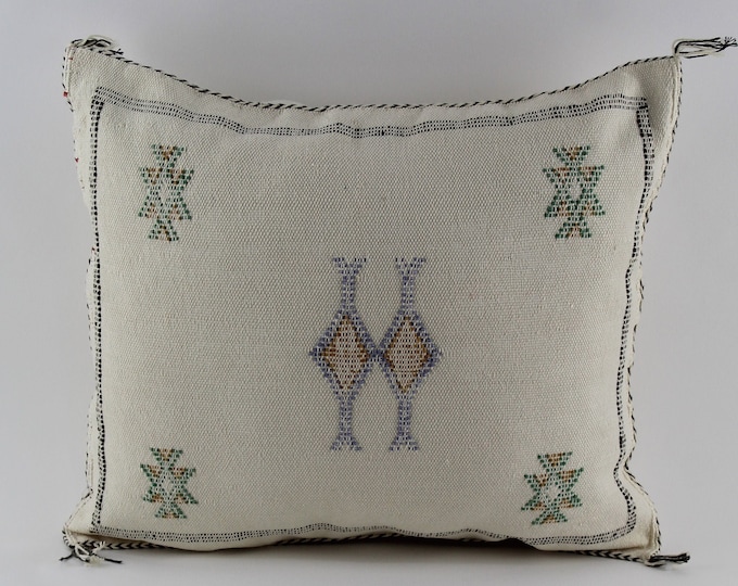 White Pillows silk 20x20 ,aka Cactus Silk pillow , Lumbar Cushion Handmade Cactus Silk Pillow, Moroccan Sabra Decorative ALL SIZES
