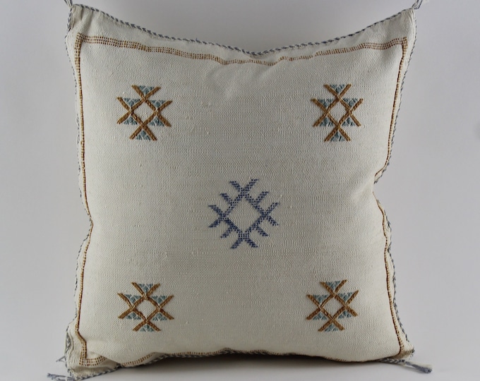 White Moroccan Cactus Silk Pillow ALL SIZES