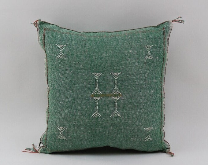 Green Pillows silk All sizes ,Pillow Cactus Silk, Green Lumbar Cushion Handmade Silk Decorative Pillow, Moroccan Sabra Decorative Cushion