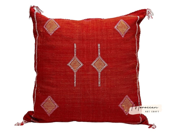 Red Moroccan Cactus Silk Pillow ALL SIZES