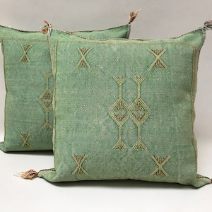 Green Pillows silk All sizes ,Pillow Cactus Silk, Lumbar Cushion Handmade Silk Decorative Pillow, Moroccan Sabra Decorative Cushion image 10