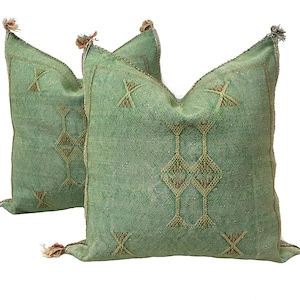 Green Pillows silk All sizes ,Pillow Cactus Silk, Lumbar Cushion Handmade Silk Decorative Pillow, Moroccan Sabra Decorative Cushion image 1